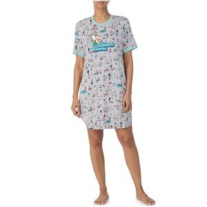 Peanuts Gray and Blue Pajama Set Relaxed Fit